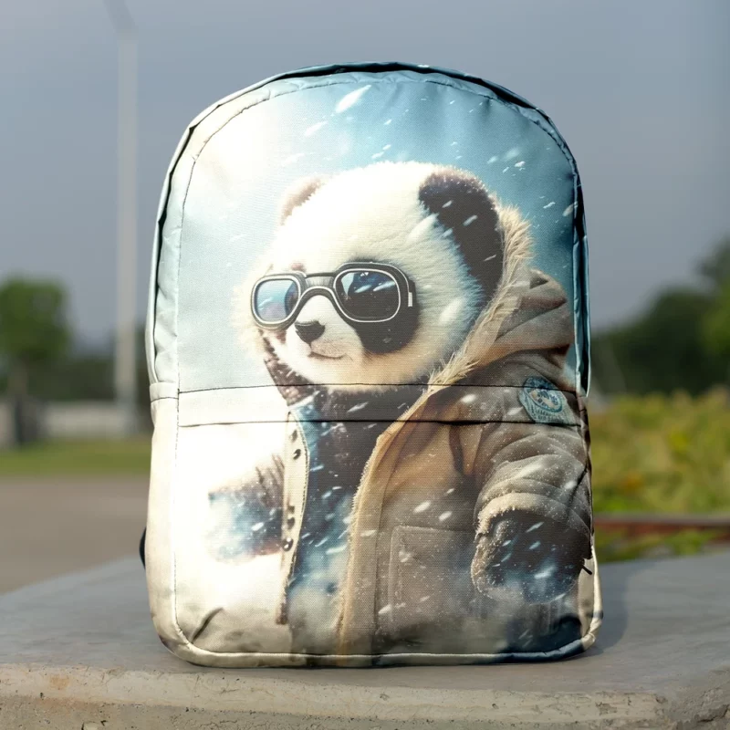 Panda in Snow Gear Minimalist Backpack