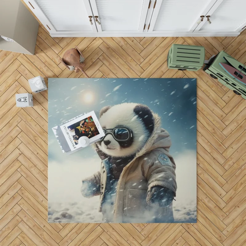 Panda in Snow Gear Rug