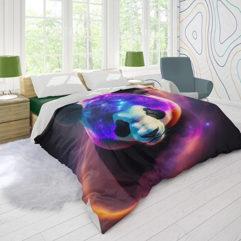 Panda in a Galaxy Duvet Cover