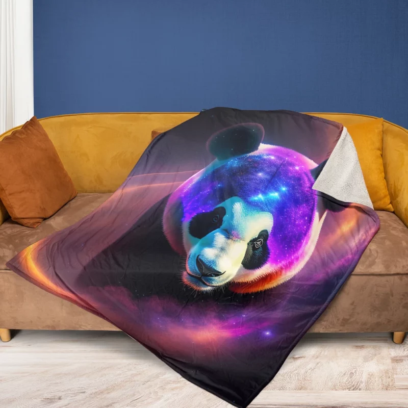 Panda in a Galaxy Fleece Blanket 1