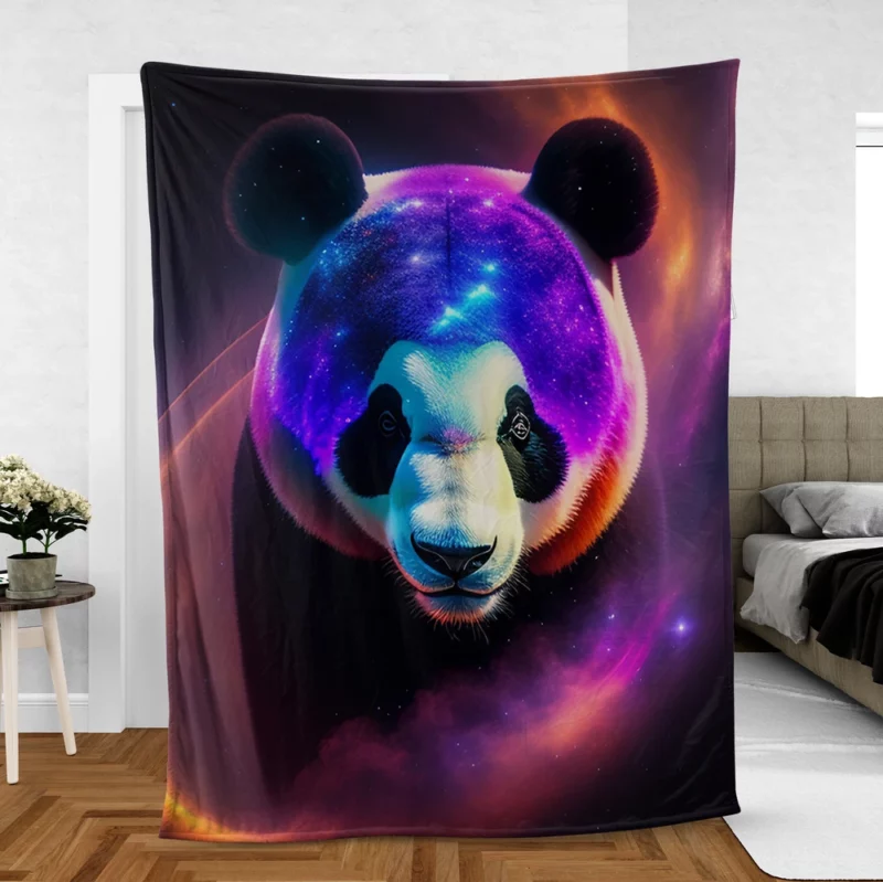 Panda in a Galaxy Fleece Blanket