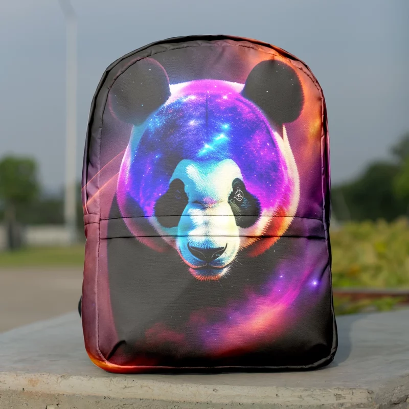 Panda in a Galaxy Minimalist Backpack