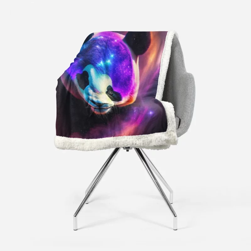 Panda in a Galaxy Sherpa Fleece Blanket 1