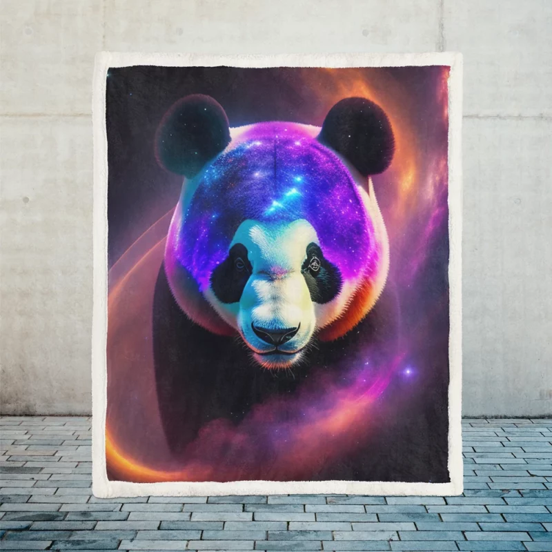 Panda in a Galaxy Sherpa Fleece Blanket