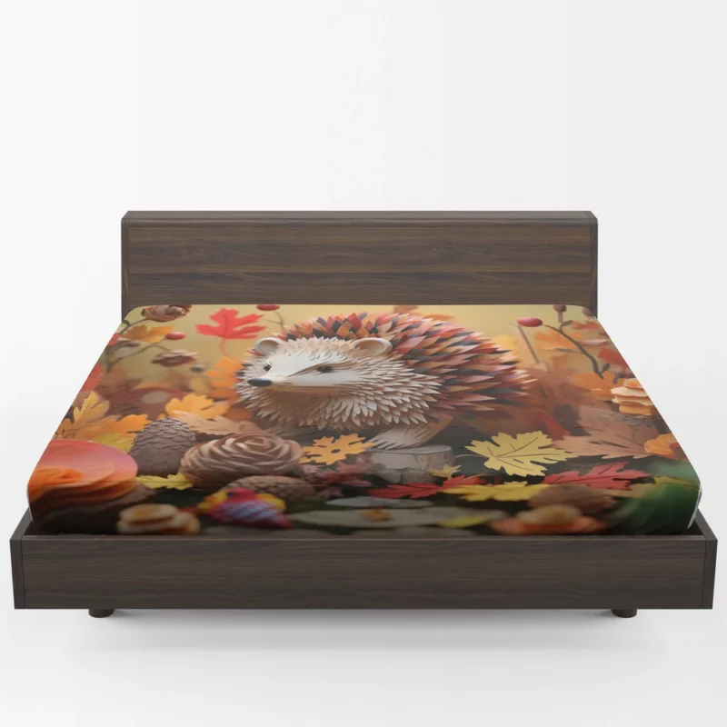 Paper Hedgehog in Leaves Fitted Sheet 1