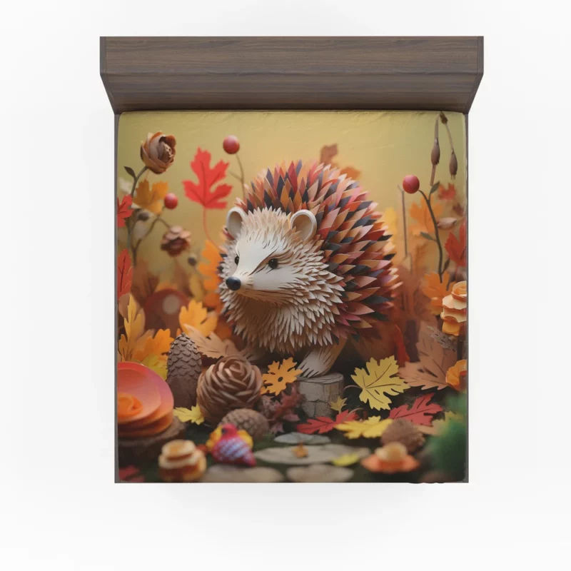 Paper Hedgehog in Leaves Fitted Sheet