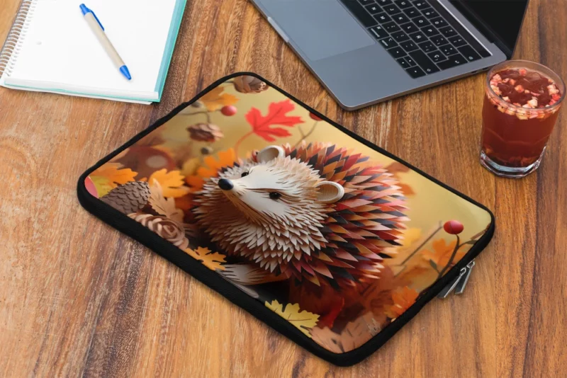 Paper Hedgehog in Leaves Laptop Sleeve 2