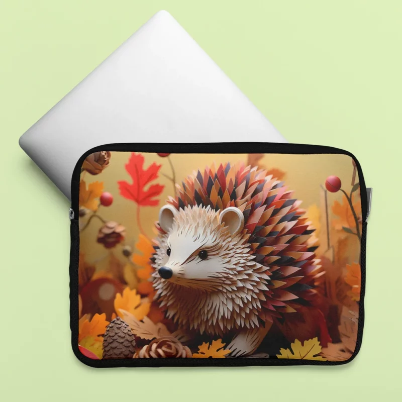 Paper Hedgehog in Leaves Laptop Sleeve