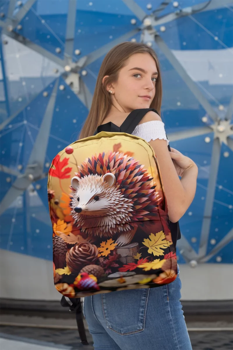 Paper Hedgehog in Leaves Minimalist Backpack 2