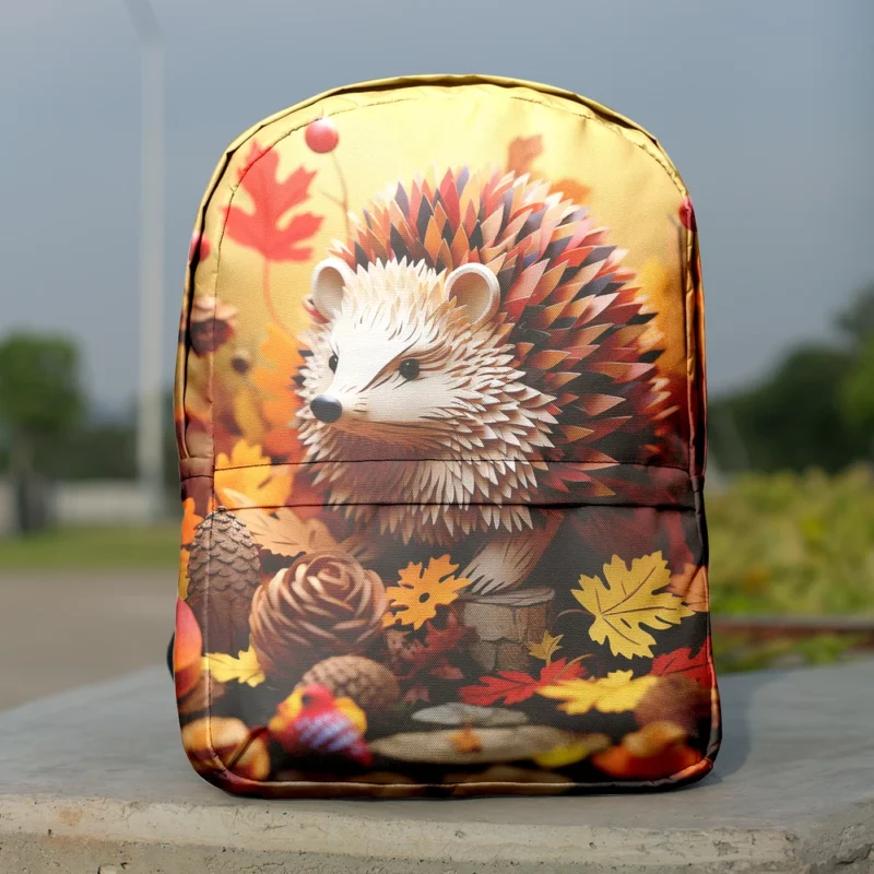 Paper Hedgehog in Leaves Minimalist Backpack