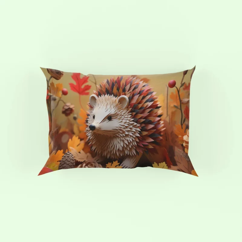 Paper Hedgehog in Leaves Pillow Case
