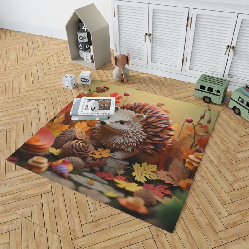 Paper Hedgehog in Leaves Rug 1