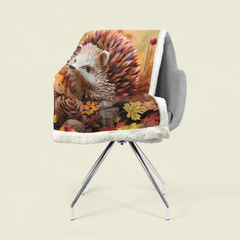 Paper Hedgehog in Leaves Sherpa Fleece Blanket 1