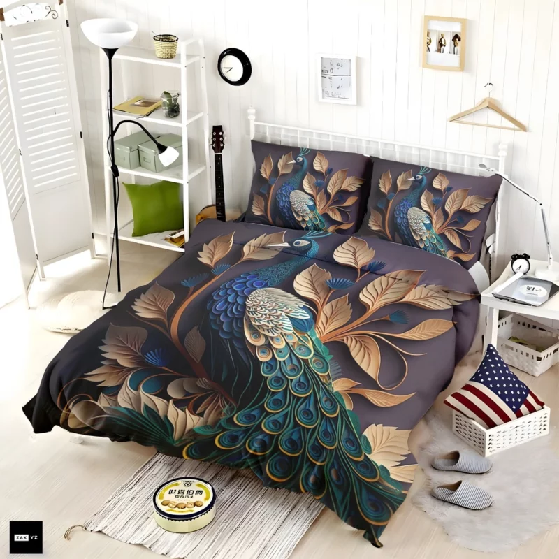 Paper Quilling Peacock Art Bedding Set