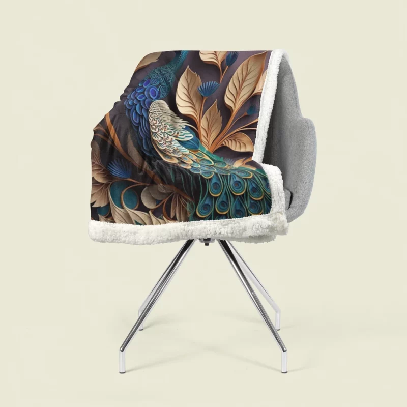 Paper Quilling Peacock Art Sherpa Fleece Blanket 1