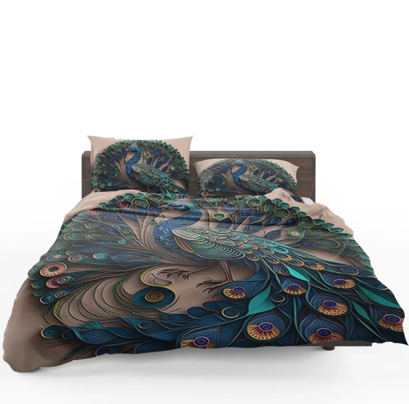 Paper Quilling Peacock Theme Bedding Set 1