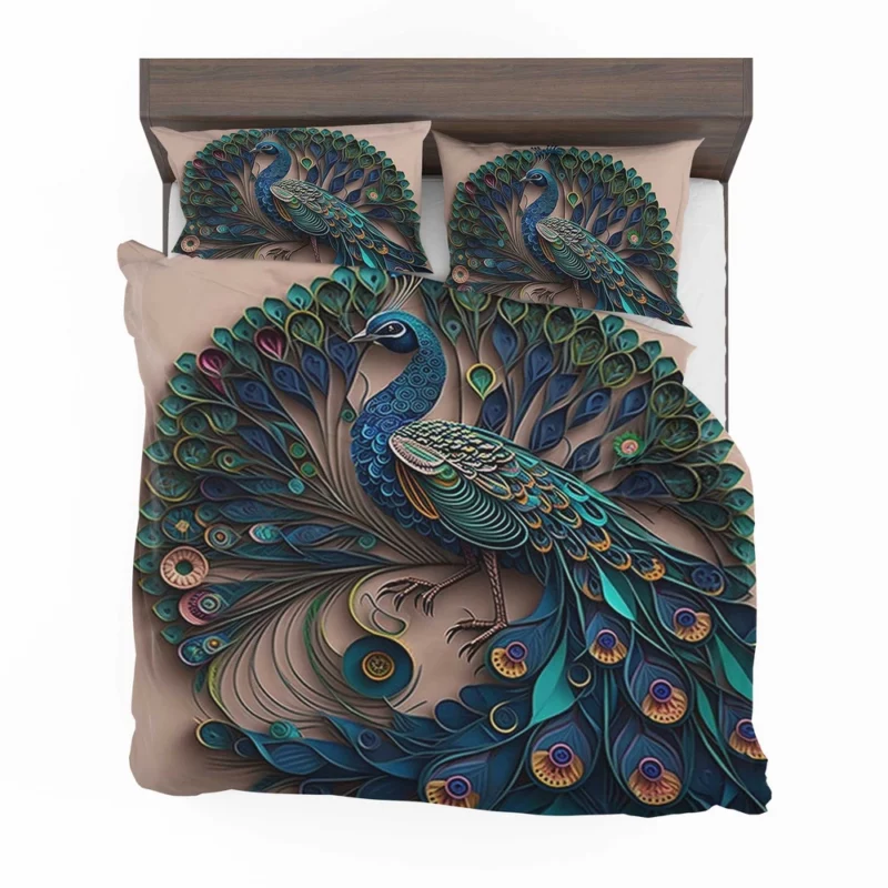 Paper Quilling Peacock Theme Bedding Set 2
