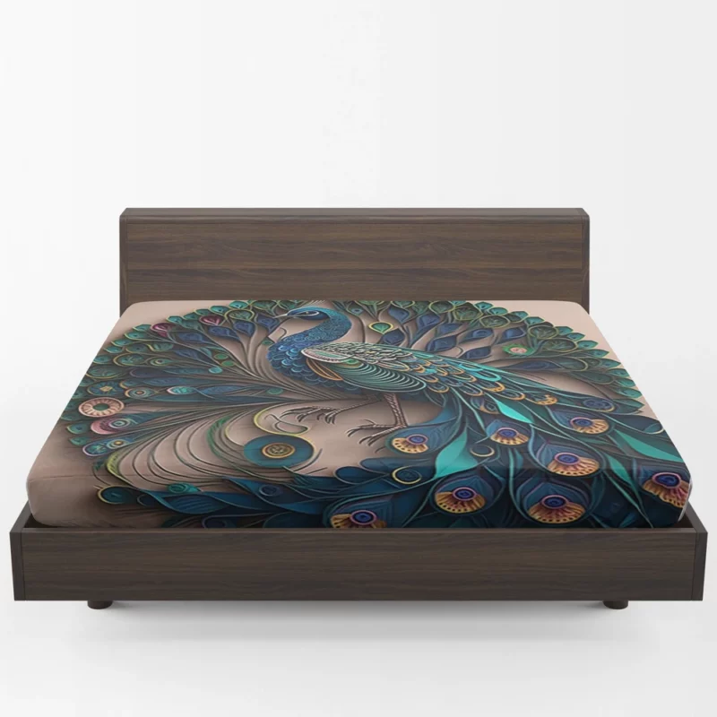 Paper Quilling Peacock Theme Fitted Sheet 1