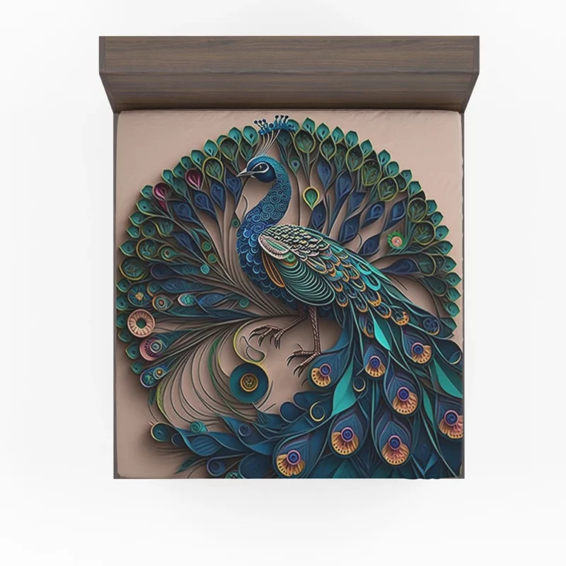 Paper Quilling Peacock Theme Fitted Sheet
