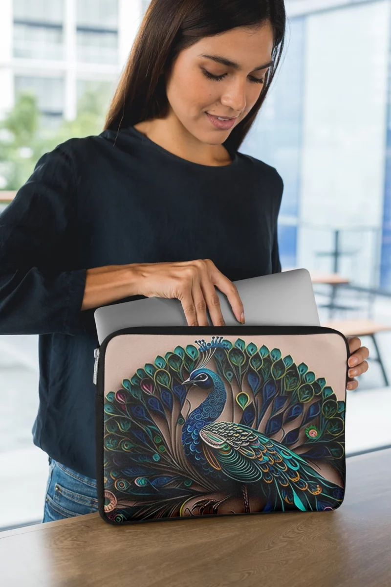 Paper Quilling Peacock Theme Laptop Sleeve 1