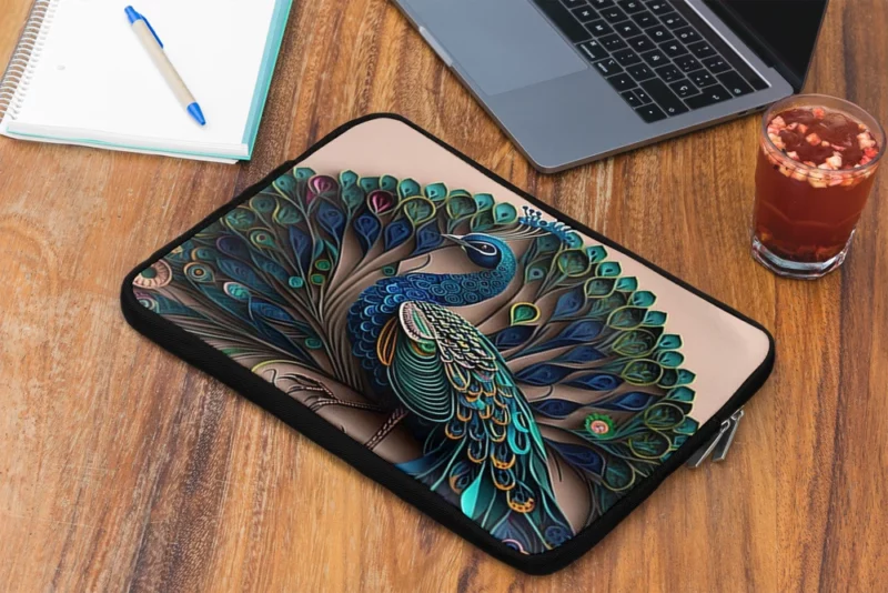 Paper Quilling Peacock Theme Laptop Sleeve 2