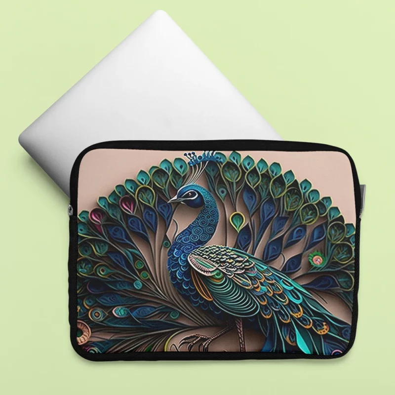 Paper Quilling Peacock Theme Laptop Sleeve