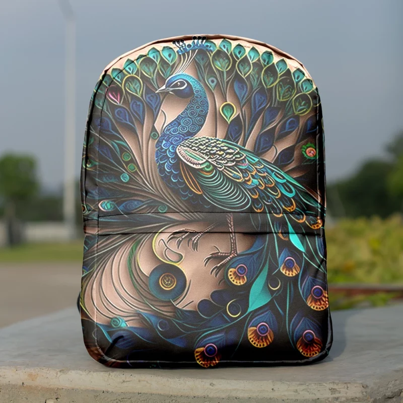 Paper Quilling Peacock Theme Minimalist Backpack