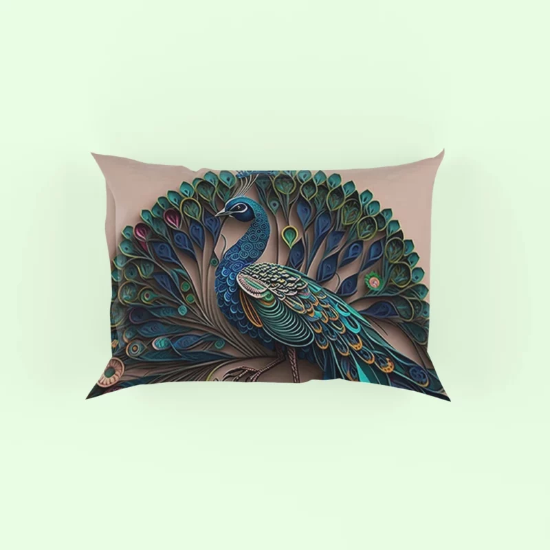 Paper Quilling Peacock Theme Pillow Case