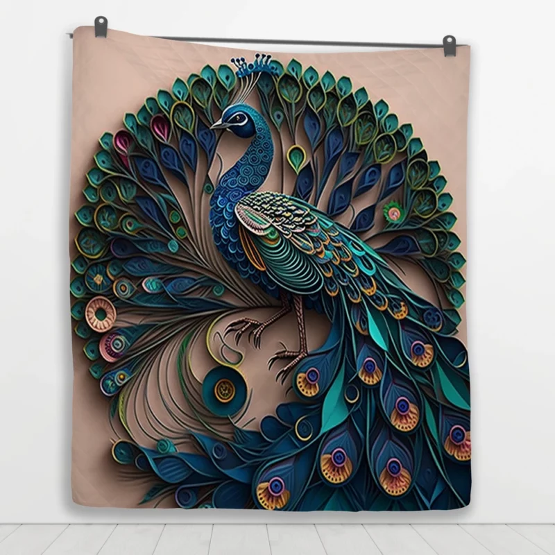 Paper Quilling Peacock Theme Quilt Blanket 1