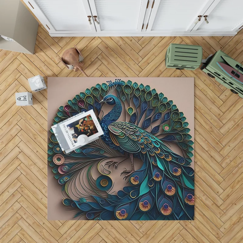 Paper Quilling Peacock Theme Rug