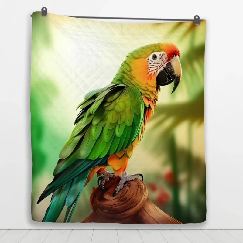 Parrot in Nature Embrace Quilt Blanket 1