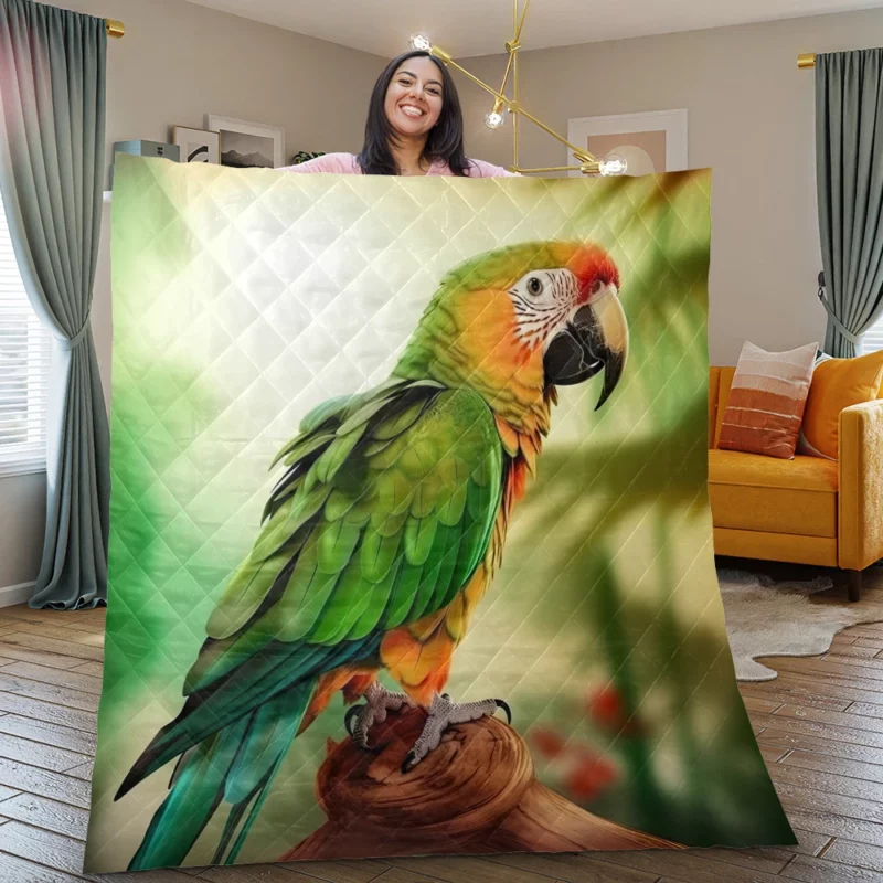 Parrot in Nature Embrace Quilt Blanket
