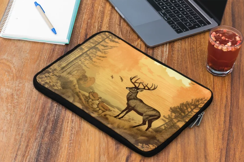 Pastoral Scene Two Deer Ducks Laptop Sleeve 2