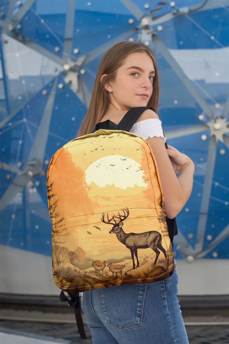 Pastoral Scene Two Deer & Ducks Minimalist Backpack 2