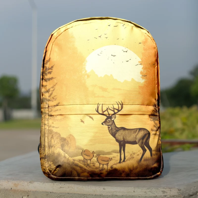 Pastoral Scene Two Deer & Ducks Minimalist Backpack