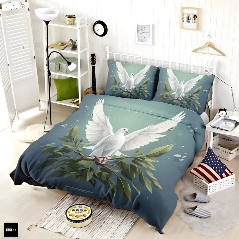 Peace Themed Background With Doves Bedding Set