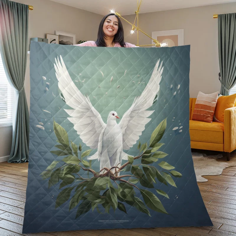 Peace Themed Background With Doves Quilt Blanket