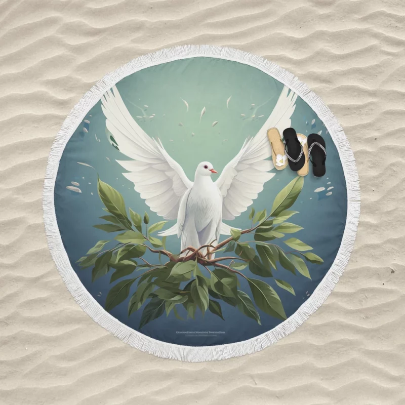 Peace Themed Background With Doves Round Beach Towel