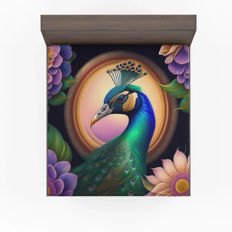 Peacock Amidst Flowers Fitted Sheet