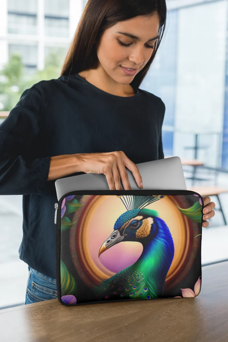 Peacock Amidst Flowers Laptop Sleeve 1