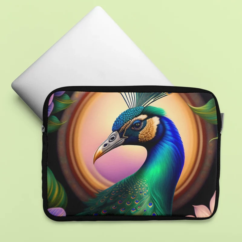 Peacock Amidst Flowers Laptop Sleeve