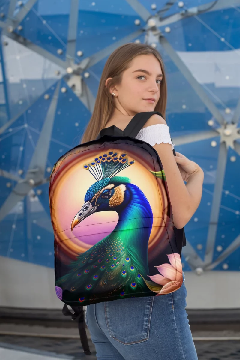 Peacock Amidst Flowers Minimalist Backpack 2