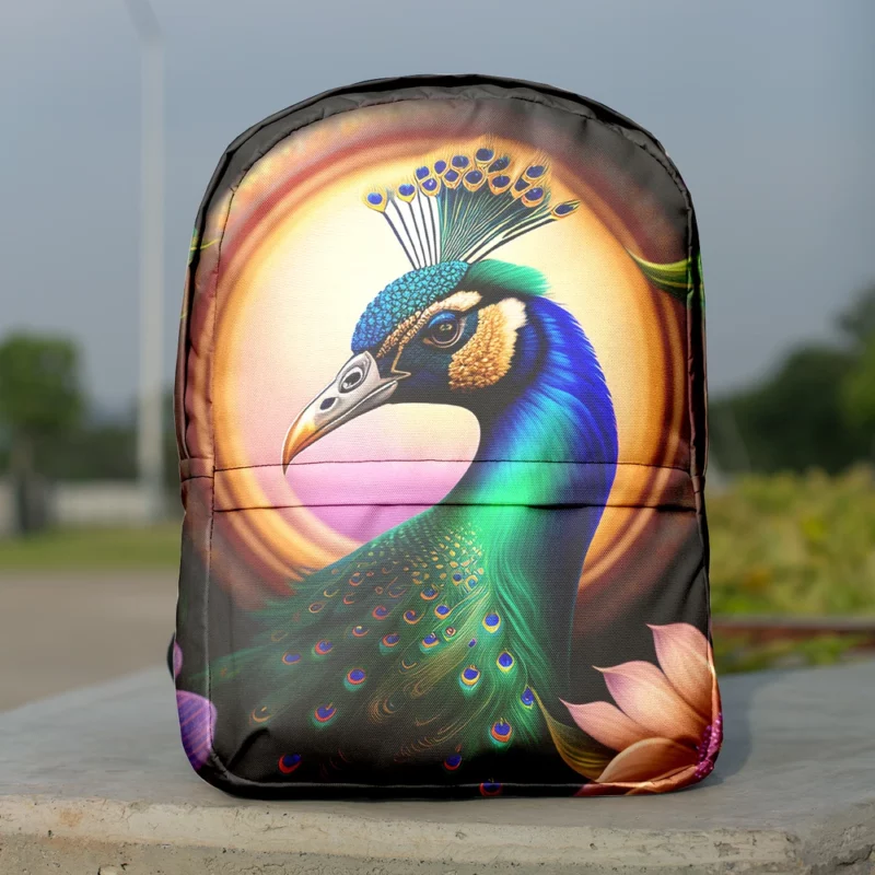 Peacock Amidst Flowers Minimalist Backpack