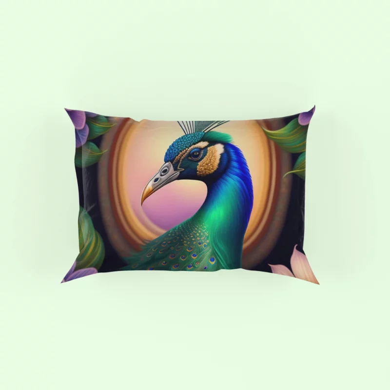 Peacock Amidst Flowers Pillow Case