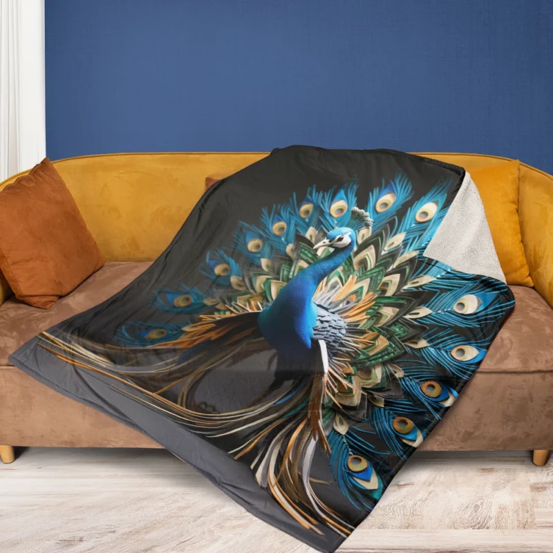 Peacock Regal Plume Fleece Blanket 1