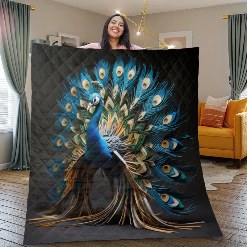 Peacock Regal Plume Quilt Blanket