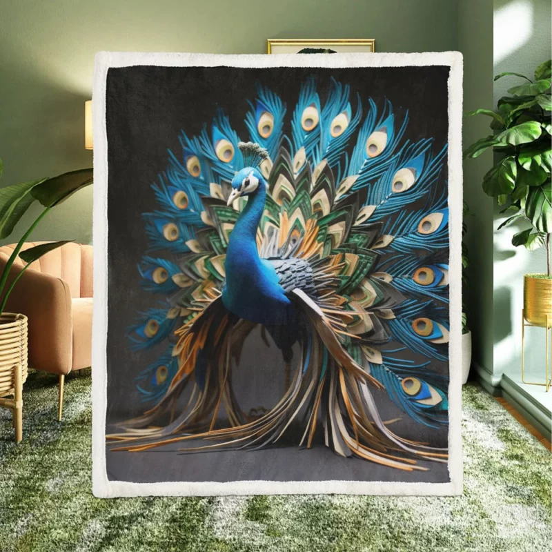 Peacock Regal Plume Sherpa Fleece Blanket