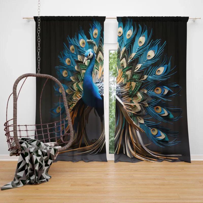 Peacock Regal Plume Window Curtain