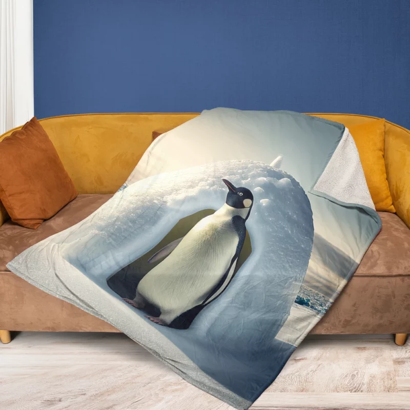 Penguin By Its Igloo Fleece Blanket 1