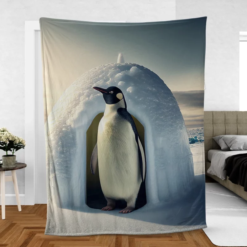 Penguin By Its Igloo Fleece Blanket